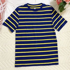 J Khaki Blue & Yellow Striped Tee Shirt